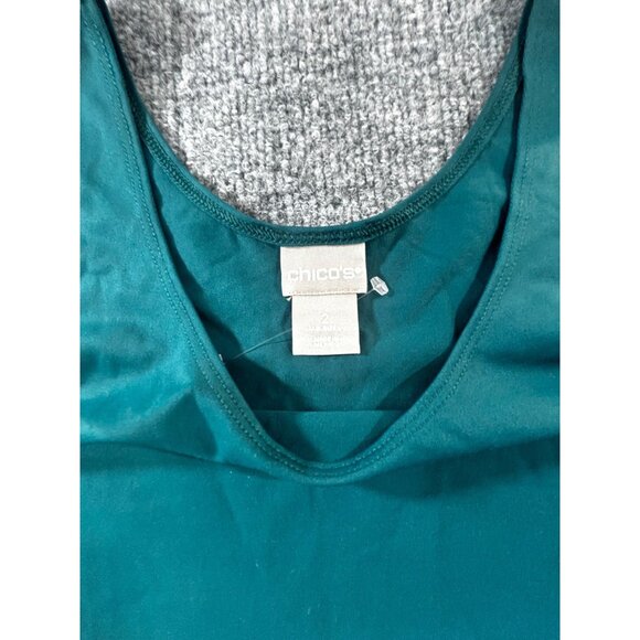 Chico's Tank Top Women's 2 Green Stretch Sleeveless top New Without Tag - Picture 4 of 7